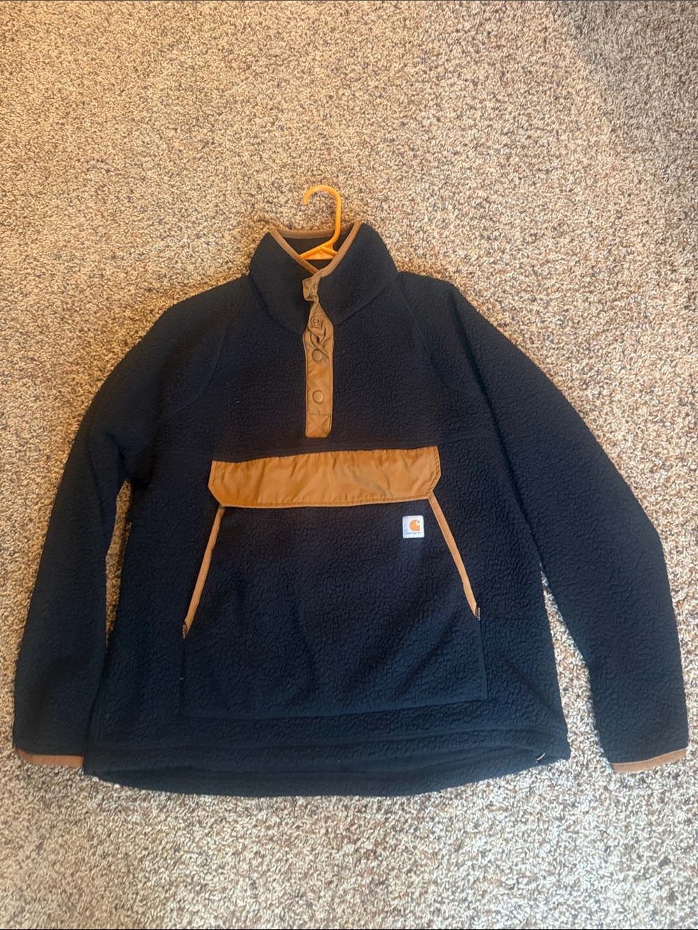 Carhartt Black Sherpa Pullover with Brown Trim